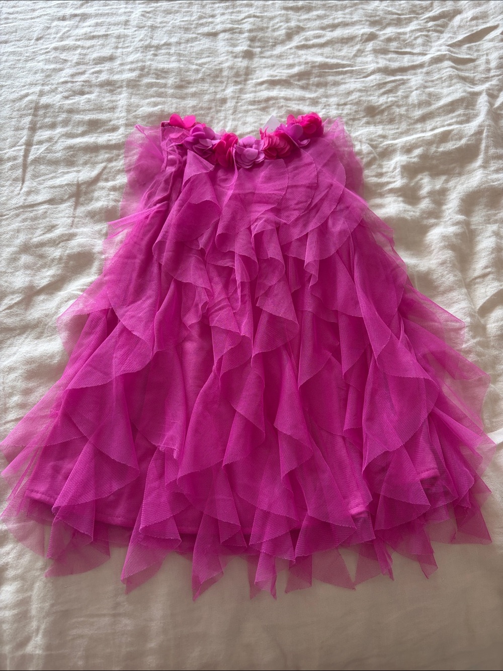 American Girl Hot Pink Layered Tulle Dress with Floral Waist